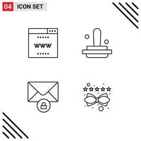 pacote de linha de 4 símbolos universais de conteúdo de marketing de site de mensagem de internet elementos de design de vetores editáveis