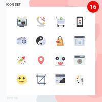16 cores planas de vetores temáticos e símbolos editáveis de serviços móveis de fotografia, dia dos pais, pacote editável de elementos de design de vetores criativos