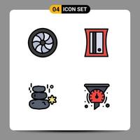 4 ícones criativos sinais modernos e símbolos de elementos de design vetoriais editáveis de ferramenta de roda de spa de carro vetor