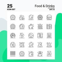 25 conjunto de ícones de bebidas de alimentos 100 eps editáveis 10 arquivos de conceito de logotipo de negócios idéias de design de ícone de linha vetor