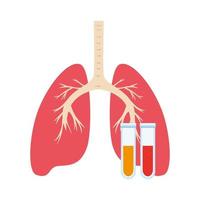 ícone de órgãos de pulmão com tubos de ensaio vetor