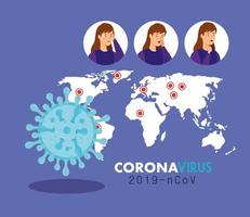 banner médico de sintomas de coronavírus vetor