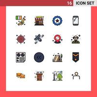 pacote de interface do usuário de 16 linhas básicas de cores planas preenchidas de negócios huawei vidro celular elementos de design de vetores criativos editáveis