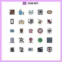 conjunto de 25 sinais de símbolos de ícones de interface do usuário modernos para carteira olímpica chuveiro de dinheiro humano elementos de design de vetores editáveis