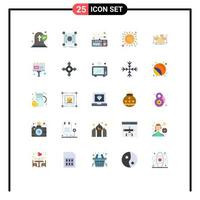 25 ícones criativos, sinais modernos e símbolos de elementos de design vetoriais editáveis de hub de luz solar de tambor vetor