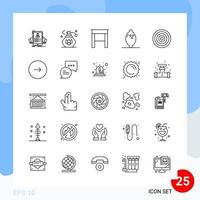 pacote moderno de 25 símbolos de contorno de linha de ícones isolados em fundo branco para design de sites criativos de fundo vetorial de ícone preto vetor
