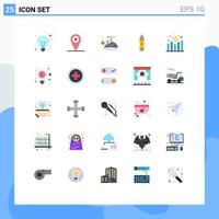 conjunto de cores planas de interface móvel de 25 pictogramas de aumento de esboço paisagem lápis desenhando elementos de design vetorial editáveis vetor