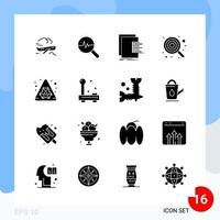 pacote moderno de 16 ícones símbolos de glifos sólidos isolados em fundo branco para design de sites criativos de fundo vetorial de ícones pretos vetor