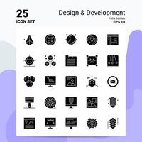 25 conjunto de ícones de desenvolvimento de design 100 eps editáveis 10 arquivos idéias de conceito de logotipo de negócios design de ícone de glifo sólido vetor