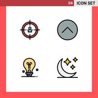 pacote de ícones vetoriais de estoque de 4 sinais e símbolos de linha para planejamento de bulbo de negócios, ideia de mídia, elementos de design de vetores editáveis