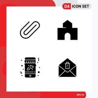4 ícones criativos sinais e símbolos modernos de apego namoro fortaleza de papel móvel elementos de design de vetores editáveis