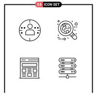 conjunto de 4 ícones de estilo de linha para símbolos de contorno da web e móvel para sinais de ícone de linha de impressão isolados no fundo branco 4 conjunto de ícones criativos ícone preto fundo vetorial vetor