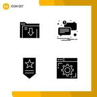 4 conjunto de ícones de estilo sólido pacote de símbolos de glifo isolados em fundo branco para design de site responsivo criativo fundo de vetor de ícone preto