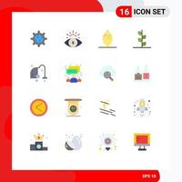 conjunto de 16 sinais de símbolos de ícones de interface do usuário modernos para limpeza de frutas elétrica a vácuo pacote editável de elementos de design de vetores criativos