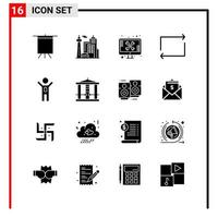 16 ícones gerais para impressão de design de site e aplicativos móveis 16 sinais de símbolos de glifo isolados no fundo branco 16 pacote de ícones fundo criativo do vetor de ícones pretos