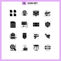 pacote de ícones vetoriais de estoque de 16 sinais e símbolos de linha para análise de documento de mesa elementos de design de vetores editáveis iftar do ramadã