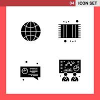 4 símbolos de glifo de estilo sólido de pacote de ícones em sinais simples de fundo branco para design geral de fundo de vetor de ícone preto criativo