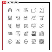 25 símbolos de sinais de linha universais de elementos de design de vetores editáveis de cópia de paisagem de doces de piso de escada