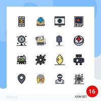 16 ícones criativos sinais e símbolos modernos de página de rede de papel de relatório aprendendo elementos de design de vetores criativos editáveis