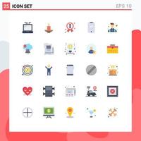 conjunto de cores planas de interface móvel de 25 pictogramas de elementos de design de vetores editáveis de cera de android de chefe