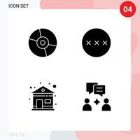 conjunto de pictogramas de 4 glifos sólidos simples de dispositivos de construção de produtos de proteção casa elementos de design de vetores editáveis