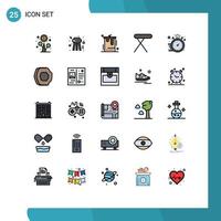 25 ícones criativos sinais e símbolos modernos de utensílios de ferro de bolo de mesa rápida elementos de design de vetores editáveis