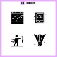 4 ícones em símbolos de glifo de estilo sólido em sinais vetoriais criativos de fundo branco para web mobile e impressão de fundo vetorial criativo de ícones pretos vetor