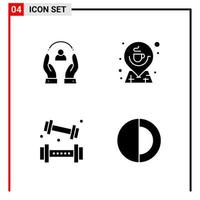 4 ícones gerais para impressão de design de sites e aplicativos móveis 4 sinais de símbolos de glifo isolados em fundo branco pacote de 4 ícones fundo de vetor de ícone preto criativo