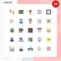 Pacote de cores planas de 25 interfaces de usuário de sinais e símbolos modernos de balão excluir caixa irlandesa alternar elementos de design de vetores editáveis
