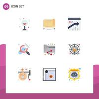 9 ícones criativos, sinais modernos e símbolos de elementos de design de vetores editáveis de relatórios de negócios felexibel da banheira de pesquisa