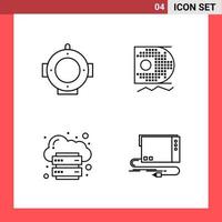4 símbolos de contorno de estilo de linha de pacote de ícones em fundo branco sinais simples para design geral de fundo de vetor de ícone preto criativo
