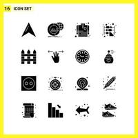 16 conjunto de ícones simples símbolos sólidos sinal de glifo em fundo branco para aplicativos móveis de design de sites e mídia impressa criativo ícone preto fundo vetorial vetor