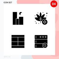 pacote vetorial de 4 ícones em pacote de glifos criativos de estilo sólido isolado em fundo branco para web e fundo de vetor de ícones pretos criativos móveis