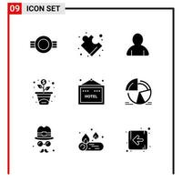 9 ícones gerais para impressão de design de site e aplicativos móveis 9 sinais de símbolos de glifos isolados no fundo branco 9 pacote de ícones fundo criativo do vetor de ícones pretos