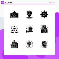 9 ícones criativos sinais e símbolos modernos de comunicação de caixa excluem elementos de design de vetores editáveis de conexão de escritório