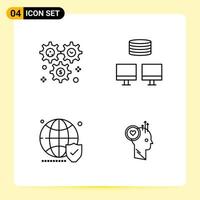 4 ícones criativos para design de site moderno e aplicativos móveis responsivos 4 símbolos de contorno sinais em fundo branco pacote de 4 ícones fundo de vetor de ícone preto criativo