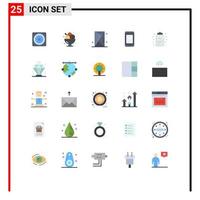 conjunto de cores planas de interface móvel de 25 pictogramas de console móvel iphone escudo de telefone inteligente elementos de design vetoriais editáveis vetor