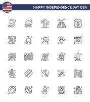 25 ícones criativos dos eua sinais de independência moderna e símbolos de 4 de julho do escudo americano eua marco dos eua editável dia dos eua vetor elementos de design