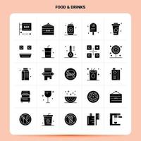 conjunto de ícones sólidos de 25 alimentos e bebidas design de estilo glifo vetorial conjunto de ícones pretos web e design de ideias de negócios móveis ilustração vetorial vetor