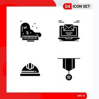conjunto criativo de 4 ícones de glifos universais isolados em fundo branco fundo de vetor de ícone preto criativo
