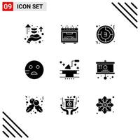 9 ícones criativos, sinais e símbolos modernos de tempo de construção de paredes, emojis de tijolos editáveis elementos de design vetorial vetor