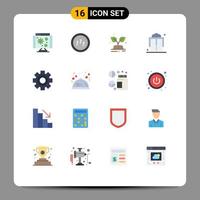 conjunto de 16 sinais de símbolos de ícones de interface do usuário modernos para definir pacote editável de cinto verde de engrenagem de elementos de design de vetores criativos