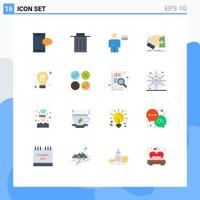 Conceito de 16 cores planas para sites móveis e aplicativos mente ganhar dinheiro corporal pacote editável de elementos de design de vetores criativos