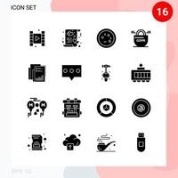pacote vetorial de 16 ícones em pacote de glifos criativos de estilo sólido isolado em fundo branco para web e dispositivos móveis vetor