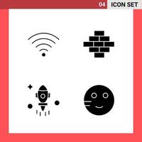 4 símbolos de glifo de estilo sólido do pacote de ícones em sinais simples de fundo branco para design geral vetor