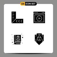 pacote de ícones vetoriais de estoque de 4 sinais e símbolos de linha para jogo de livro de geometria elementos de design de vetores editáveis do dia da web