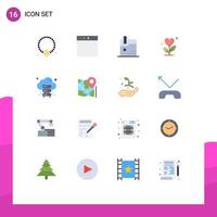 pacote de interface do usuário de 16 cores planas básicas de hospedagem coração de negócios de amor crescer pacote editável de elementos de design de vetores criativos