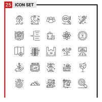 25 ícones gerais para impressão de design de site e aplicativos móveis 25 sinais de símbolos de contorno isolados no fundo branco 25 pacote de ícones vetor