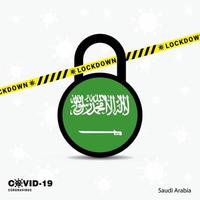 arábia saudita bloquear modelo de conscientização de pandemia de coronavírus covid19 design de bloqueio vetor