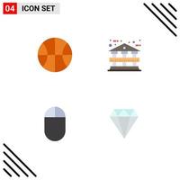 4 ícones planos universais assinam símbolos de elementos de design de vetores editáveis de hardware de arquitetura de joia básica